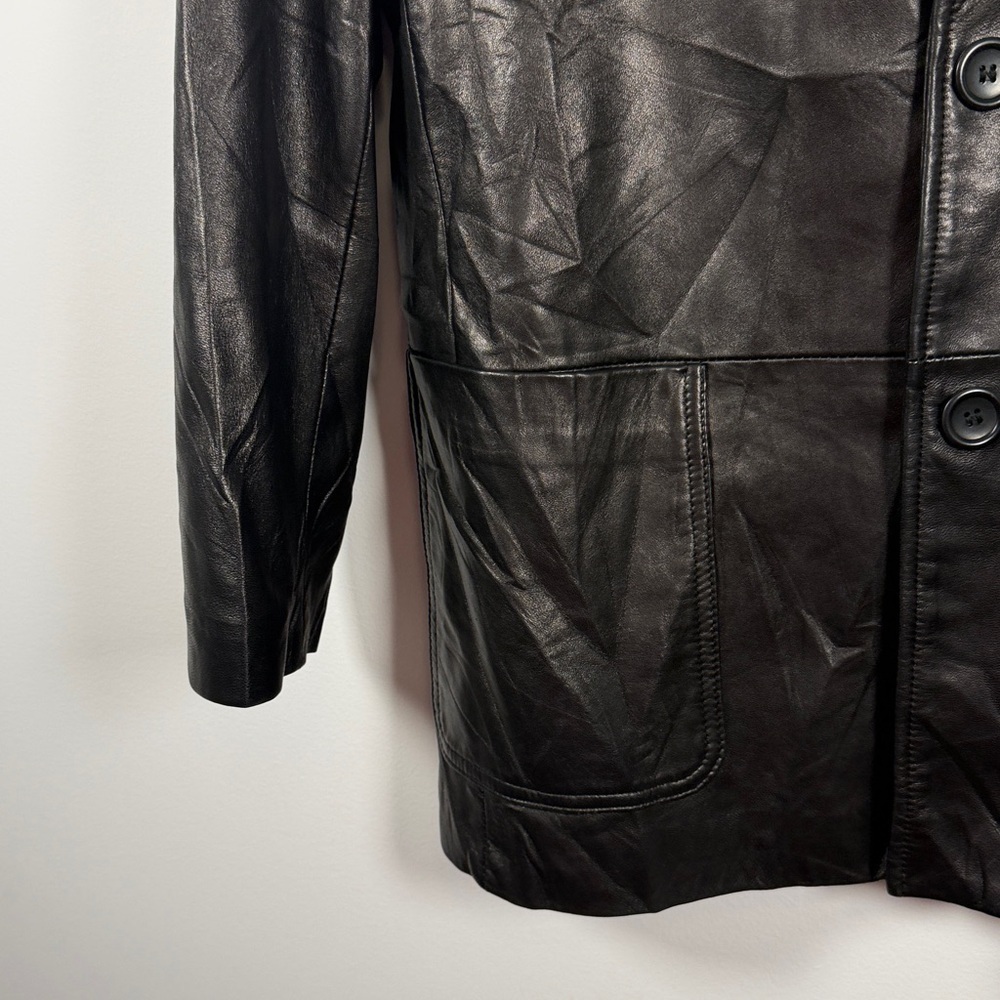 Danier Classic Black Leather Blazer Coat - Picture 3 of 7
